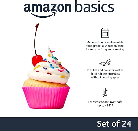 Amazon Basics Reusable Non-Stick Silicone Baking Cups