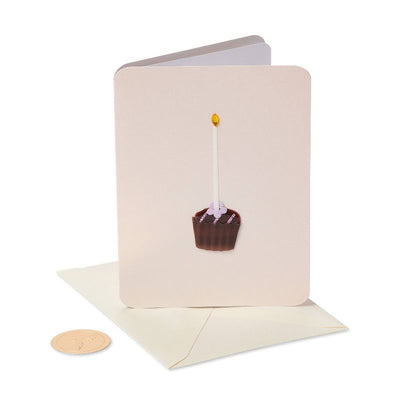 Birthday Card Cupcake with Candle