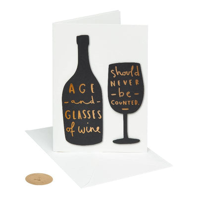 Birthday Card Wine Bottle and Glass